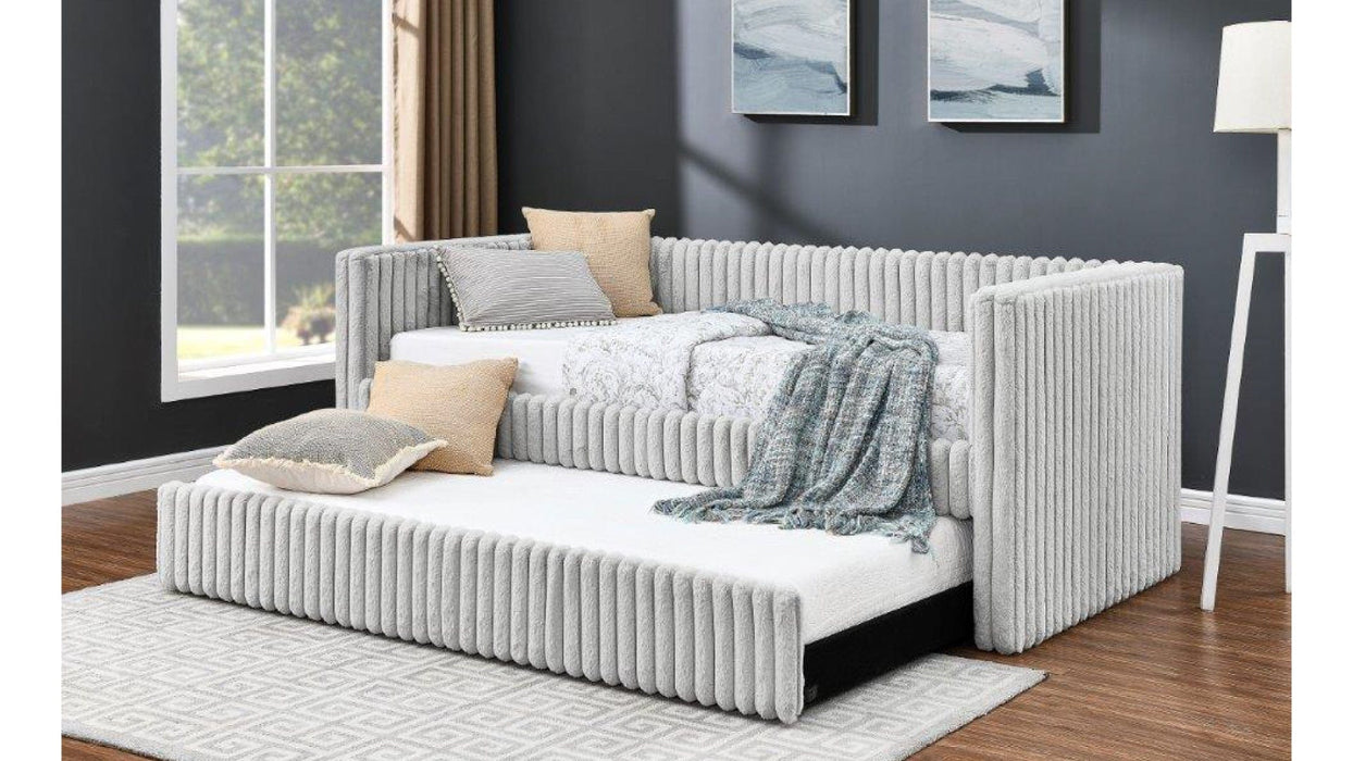 Hailey Gray Fabric Twin Over Twin Day Bed With Trundle