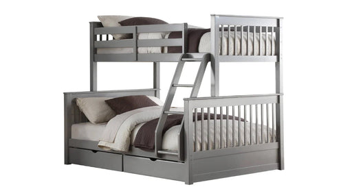 Haley II Gray Wood Twin Over Full Bunk Bed & Under Bed Storage
