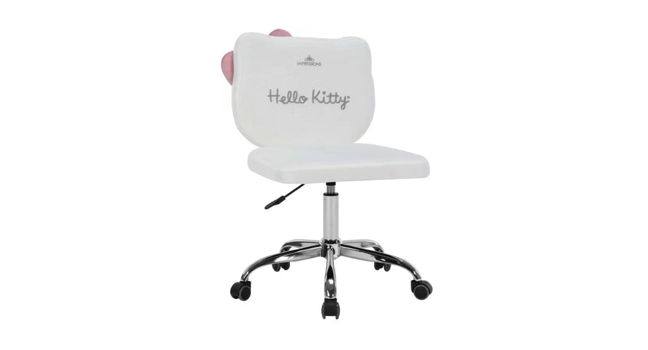 Hello Kitty White Fabric Vanity Stool