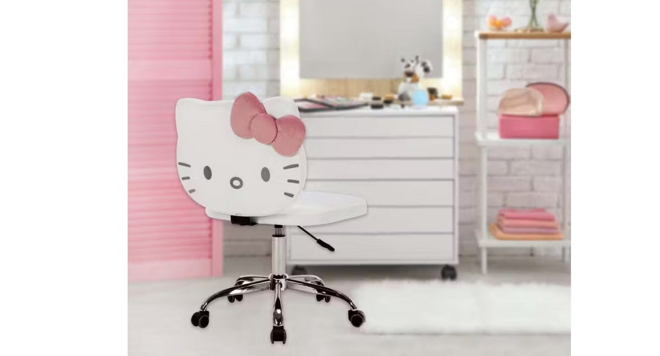 Hello Kitty White Fabric Vanity Stool