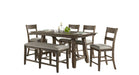 Hillcrest Brown Wood Counter Height 6pc Dining Table, Chair & Bench S