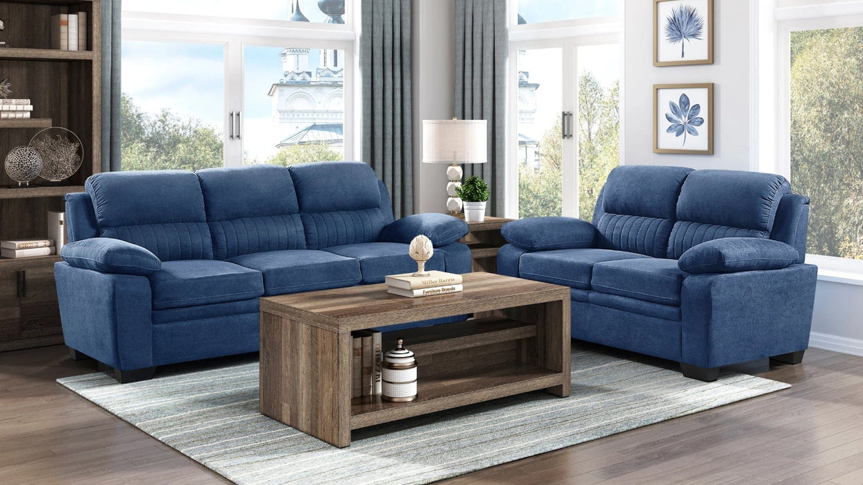Holleman Blue Fabric Sofa & Loveseat Set