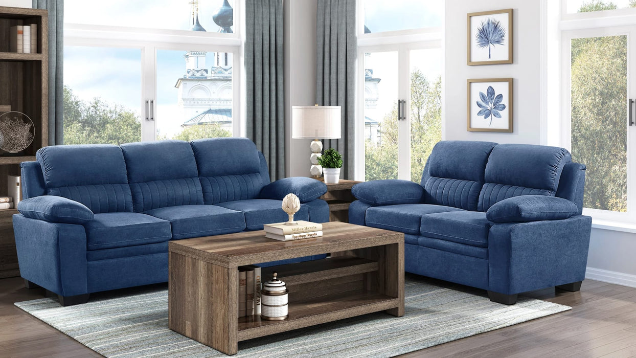 Holleman Blue Fabric Sofa & Loveseat Set