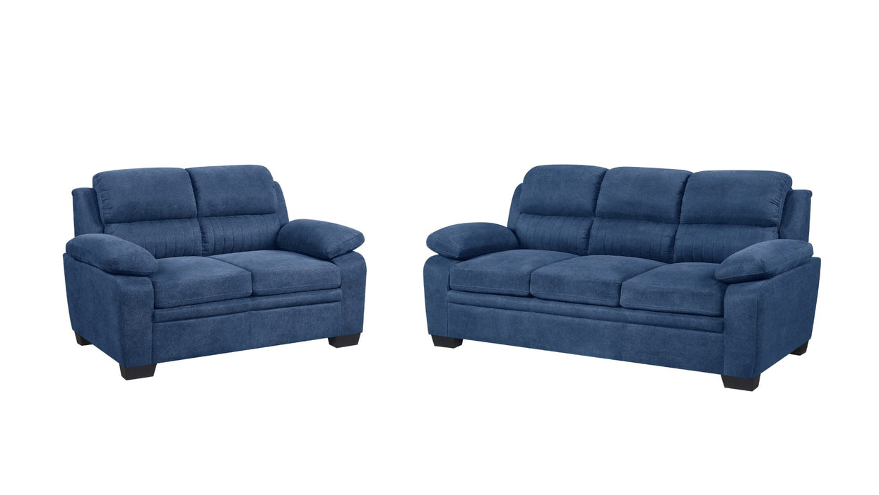 Holleman Blue Fabric Sofa & Loveseat Set