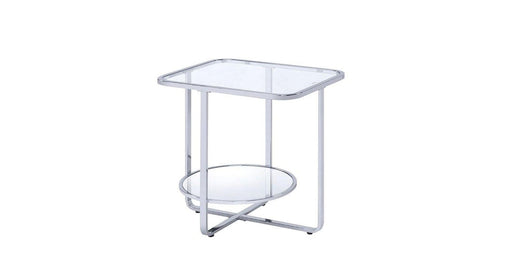 Hollo Chrome Glass & Metal End Table