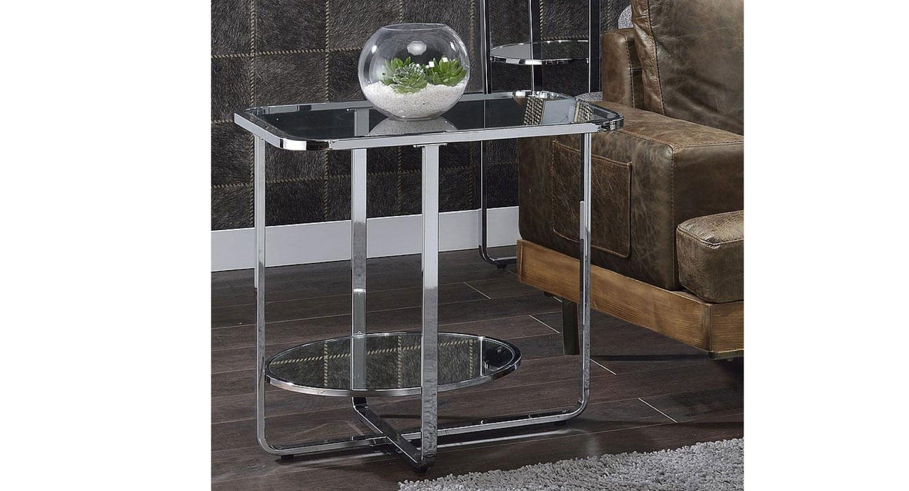 Hollo Chrome Glass & Metal End Table