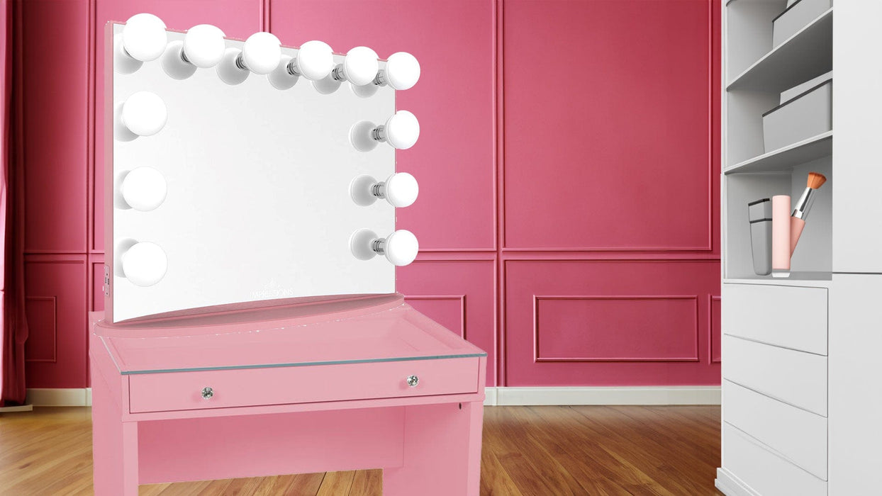 Hollywood Glow Pink Wood And Metal Vanity