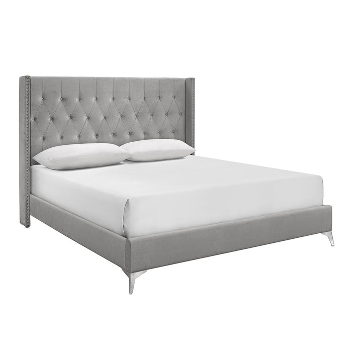 Huxley Gray Wood And Upholstered California King Bedroom Set