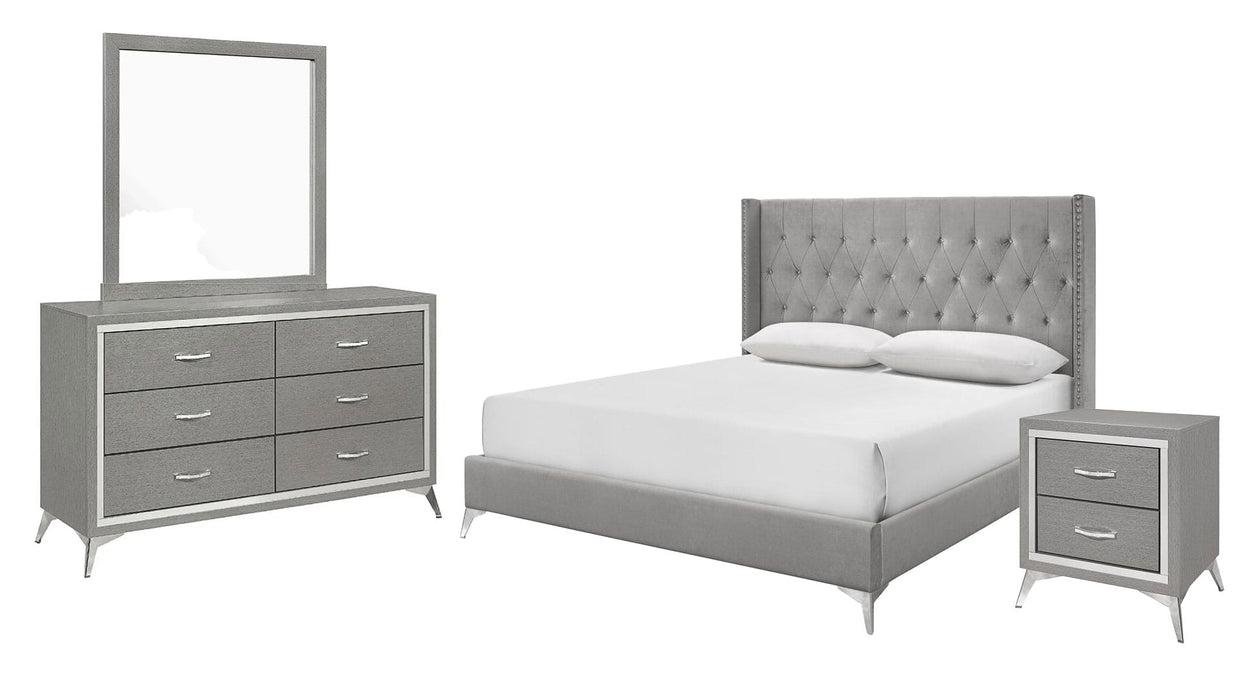 Huxley Gray Wood And Upholstered California King Bedroom Set