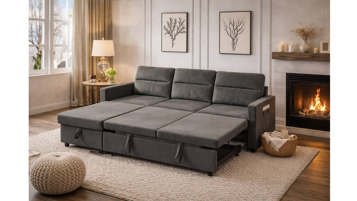 Ivy Gray Velvet Sectional Sofa