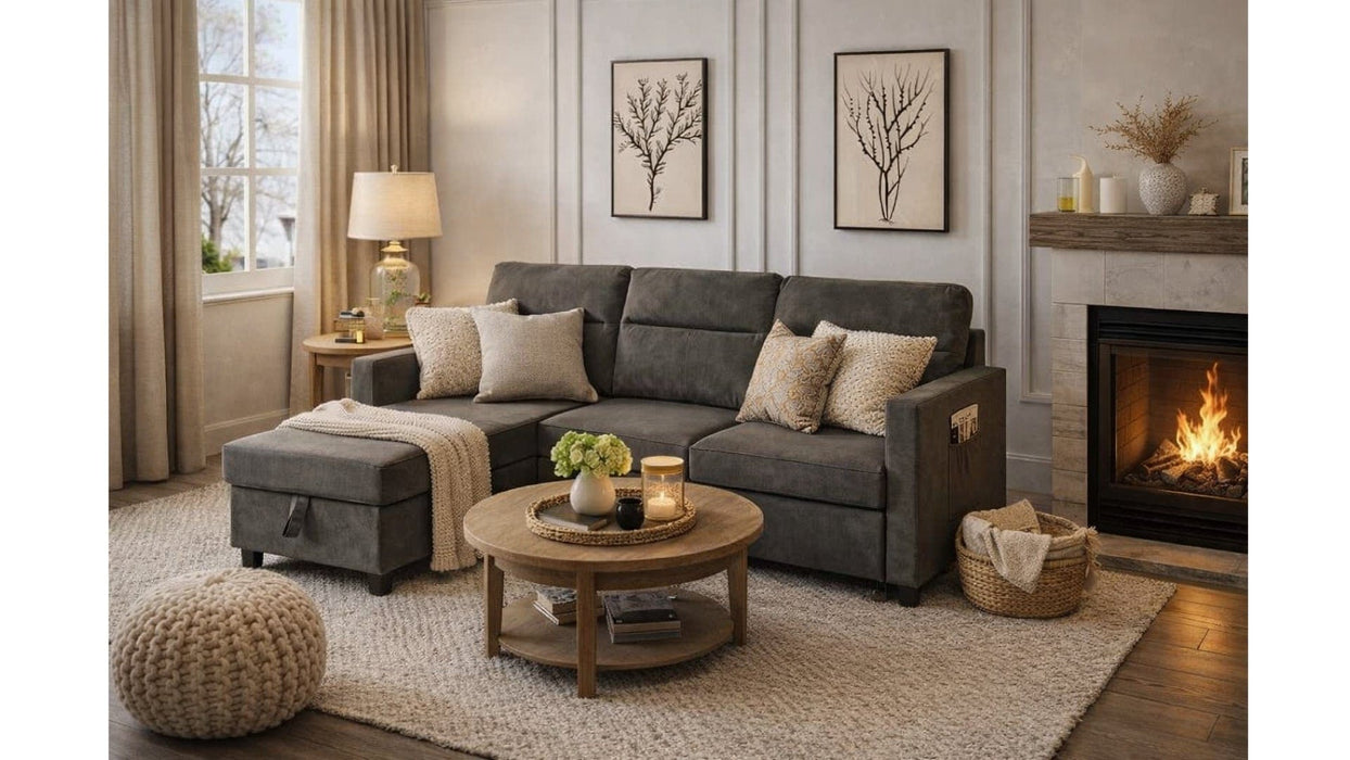 Ivy Gray Velvet Sectional Sofa