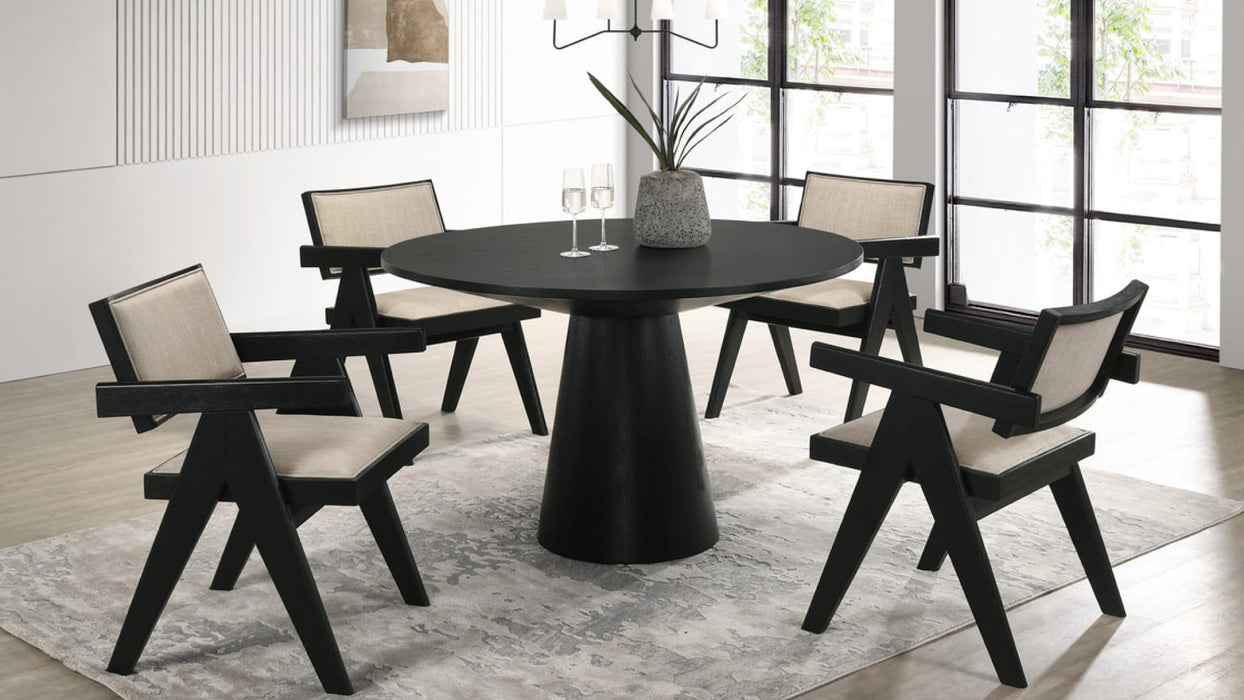 Jasper Black Wood And Upholstered Standard Height 5pc Dining Table &