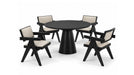 Jasper Black Wood And Upholstered Standard Height 5pc Dining Table &