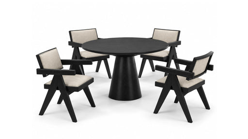 Jasper Black Wood And Upholstered Standard Height 5pc Dining Table &