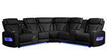 Jazz Black Leather Match Power Recliner Sectional With Power Headrest