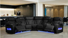 Jazz Black Leather Match Power Recliner Sectional With Power Headrest