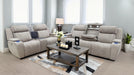 Jet Gray Leather Match Power Reclining Sofa & Loveseat Set
