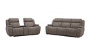 Jet Gray Leather Match Power Reclining Sofa & Loveseat Set
