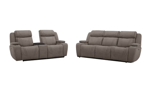 Jet Gray Leather Match Power Reclining Sofa & Loveseat Set