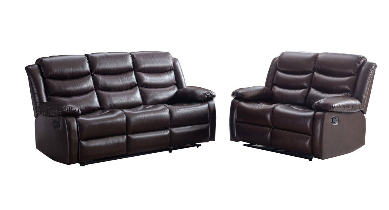 Kaiser Brown Faux Leather Recliner Sofa & Loveseat Set