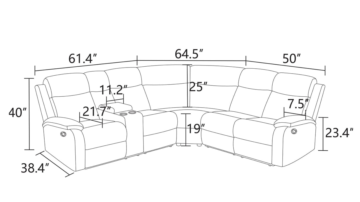 Kerman Brown Corduroy Reclining Sectional