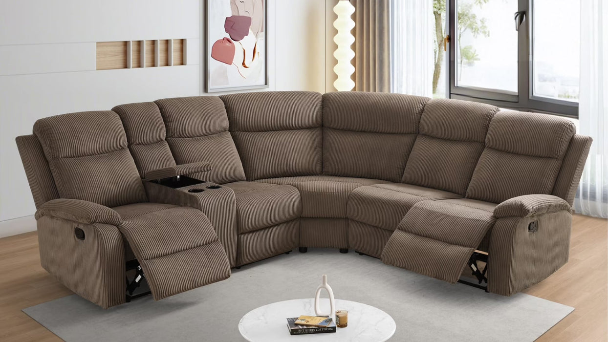 Kerman Brown Corduroy Reclining Sectional