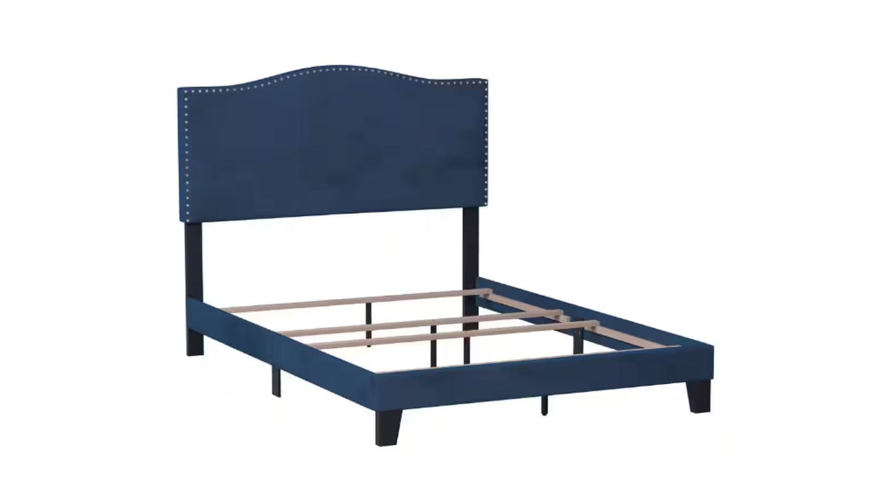 Kiley Blue Wood And Upholstered Queen Bed