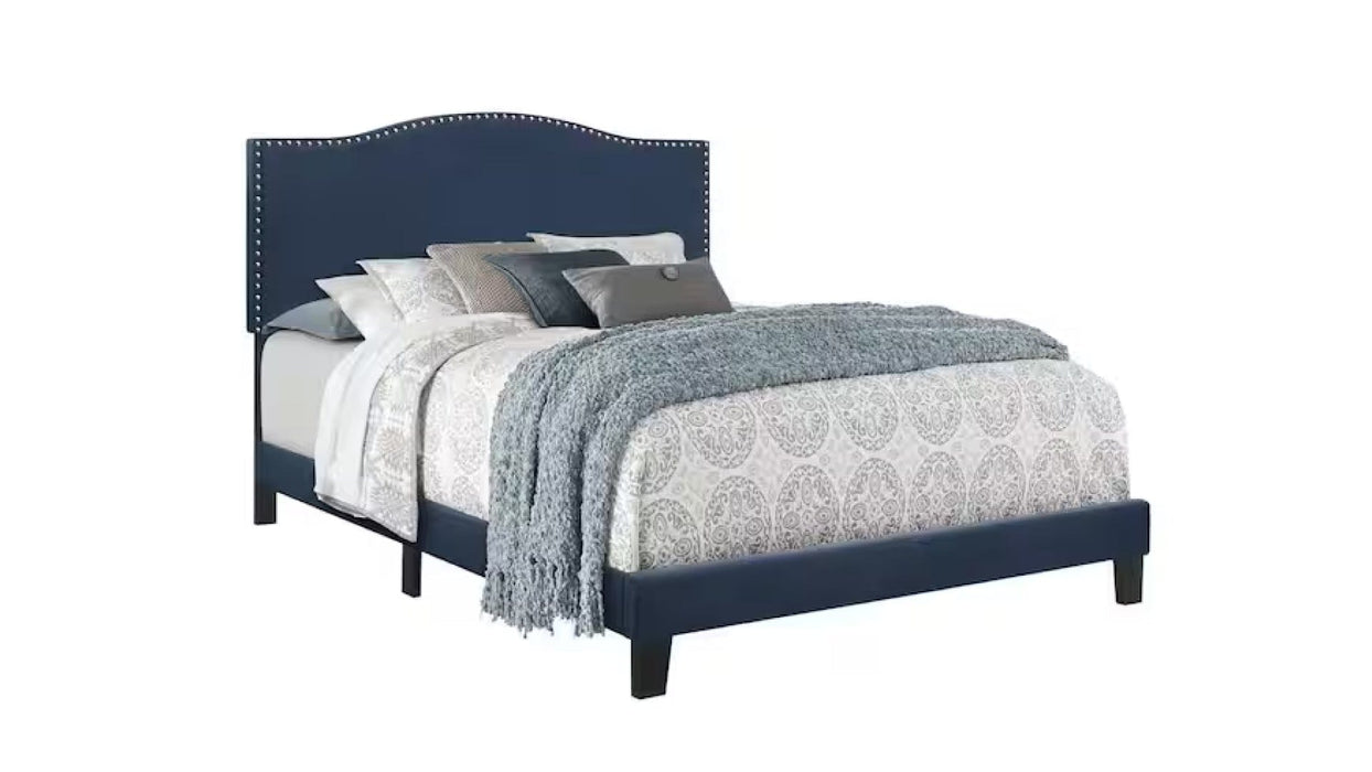 Kiley Blue Wood And Upholstered Queen Bed