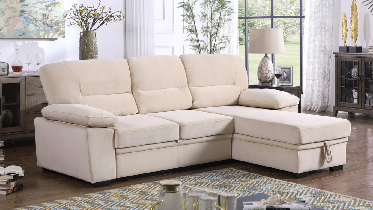 Kipling Beige Velvet Sectional Sofa