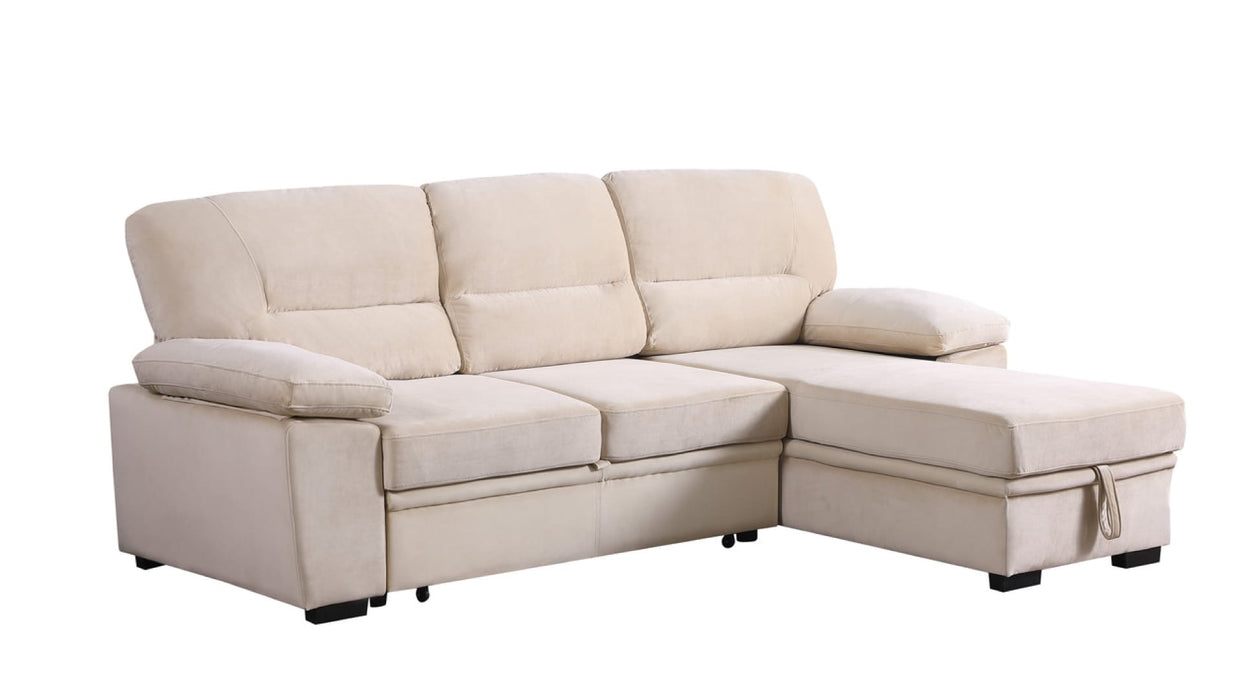 Kipling Beige Velvet Sectional Sofa