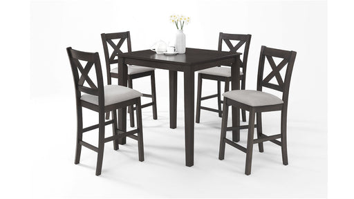 Lago Gray Wood And Upholstered Counter Height 5pc Dining Table & Chai