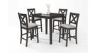 Lago Gray Wood And Upholstered Counter Height 5pc Dining Table & Chai