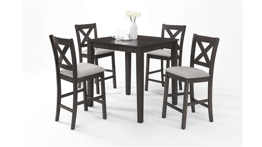 Lago Gray Wood And Upholstered Counter Height 5pc Dining Table & Chai