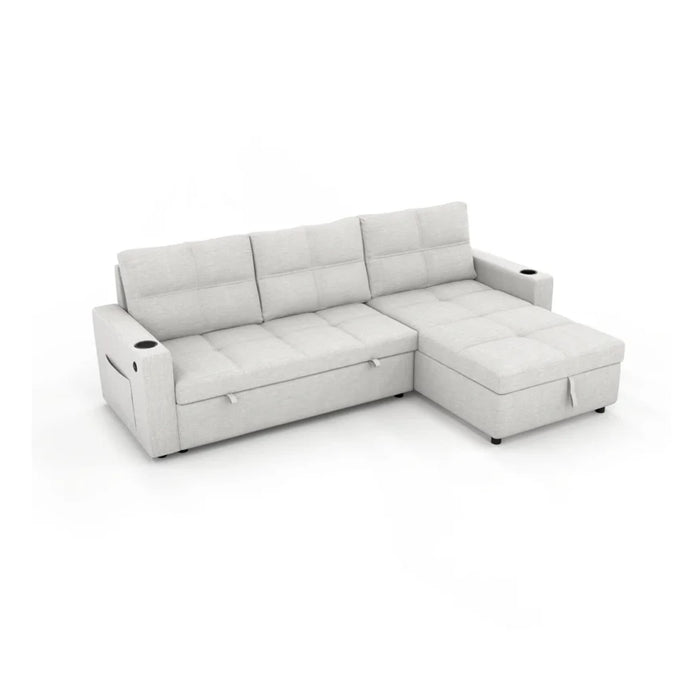 Light Gray Gray Fabric Sectional Sleeper Sofa