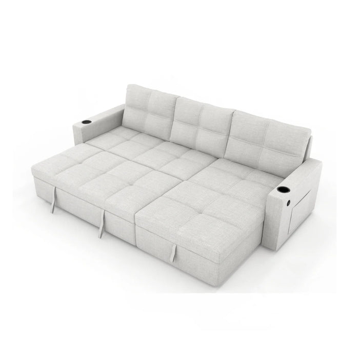 Light Gray Gray Fabric Sectional Sleeper Sofa