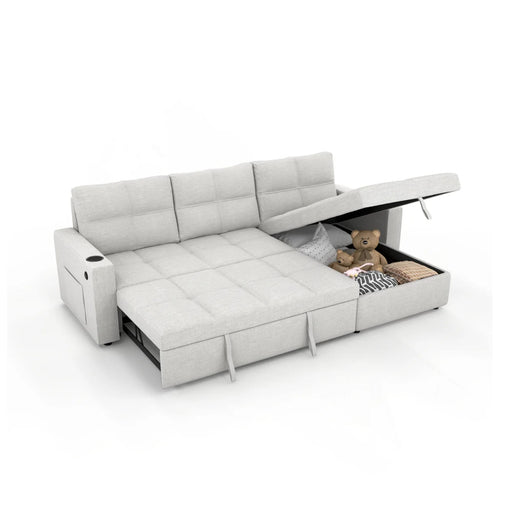 Light Gray Gray Fabric Sectional Sleeper Sofa