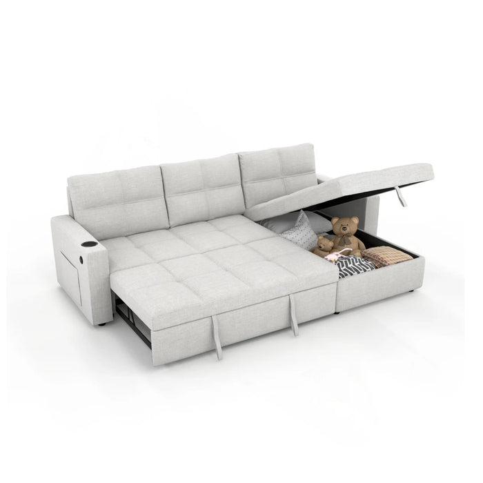 Light Gray Gray Fabric Sectional Sleeper Sofa