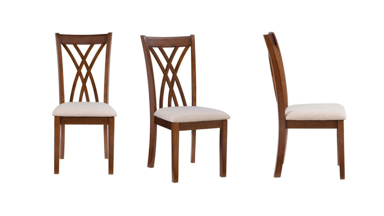 Linon Brown Wood And Upholstered Standard Height 7pc Dining Table & C