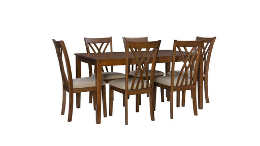 Linon Brown Wood And Upholstered Standard Height 7pc Dining Table & C