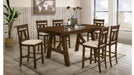 Littlefield Brown Wood And Upholstered Counter Height 7pc Dining Tabl