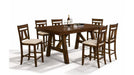 Littlefield Brown Wood And Upholstered Counter Height 7pc Dining Tabl