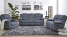 London Blue Polyester Reclining Sofa And Loveseat Set