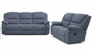 London Blue Polyester Reclining Sofa And Loveseat Set