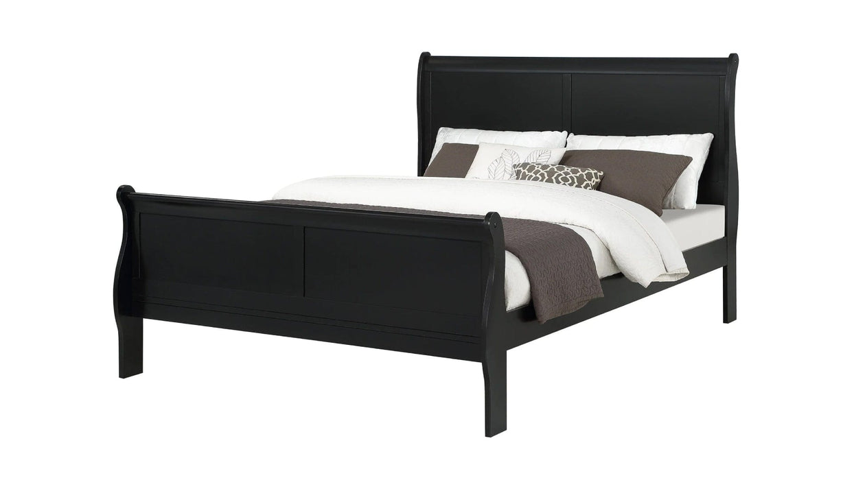 Louis Philippe Black Wood Full Bedroom Set