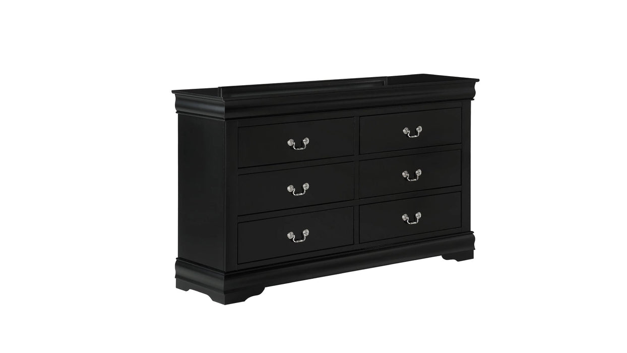 Louis Philippe Black Wood Full Bedroom Set