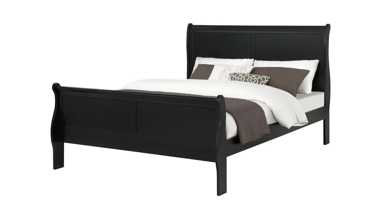 Louis Philippe Black Wood Full Bedroom Set
