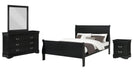Louis Philippe Black Wood Full Bedroom Set