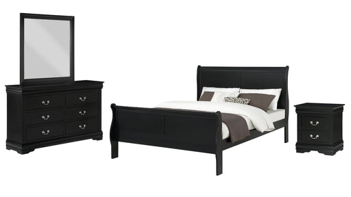 Louis Philippe Black Wood Full Bedroom Set