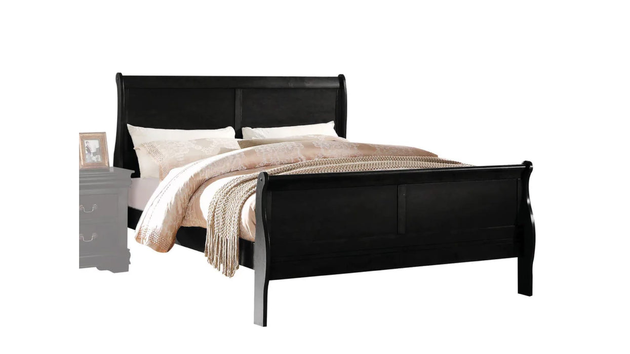 Louis Philippe Black Wood Queen Bedroom Set