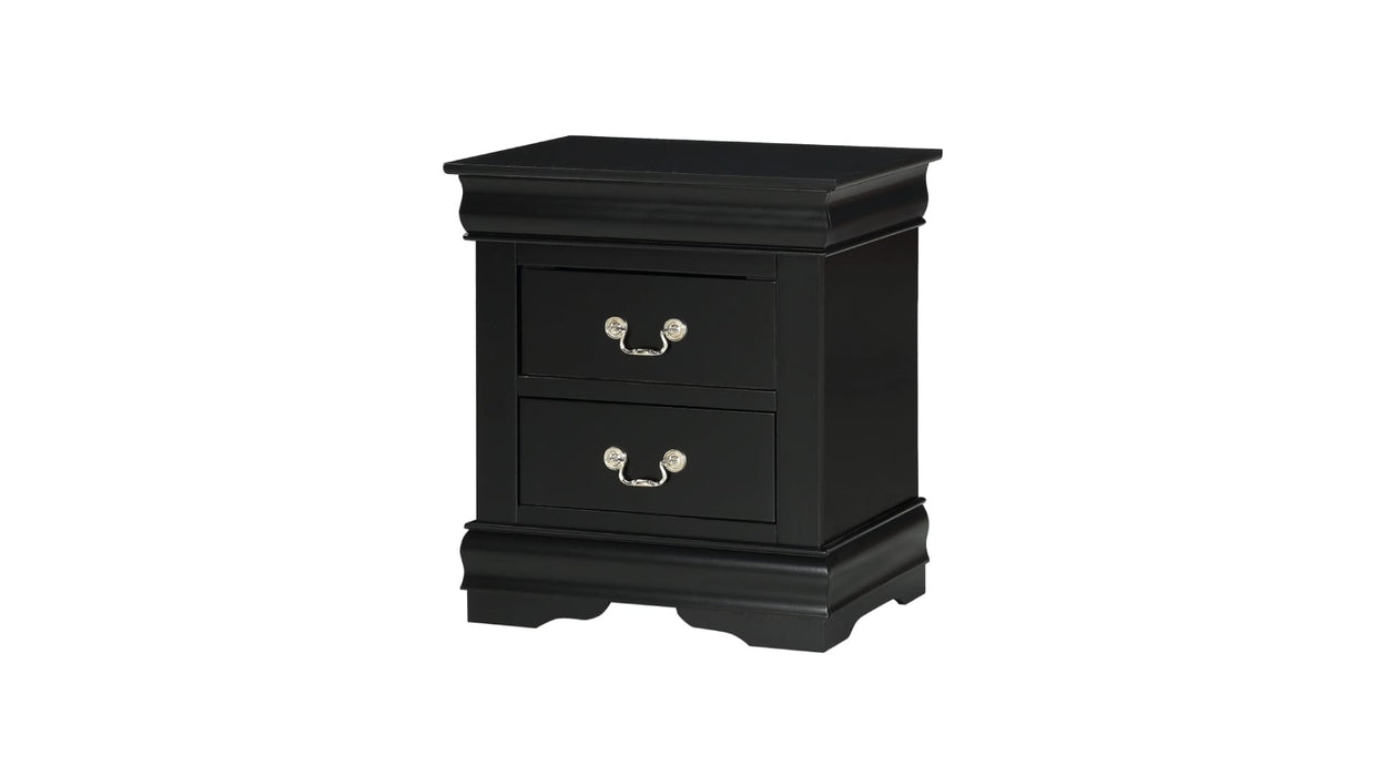 Louis Philippe Black Wood 2 Drawer Nightstand